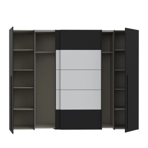 Szafa ubraniowa 270 cm Przesuwna Kolor Czarno / Biały